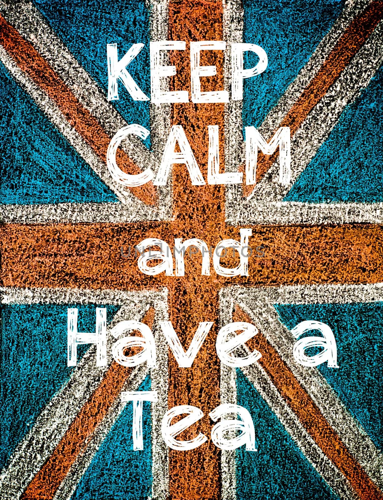 United Kingdom (British Union jack) flag, hand drawing with chalk on blackboard, vintage concept