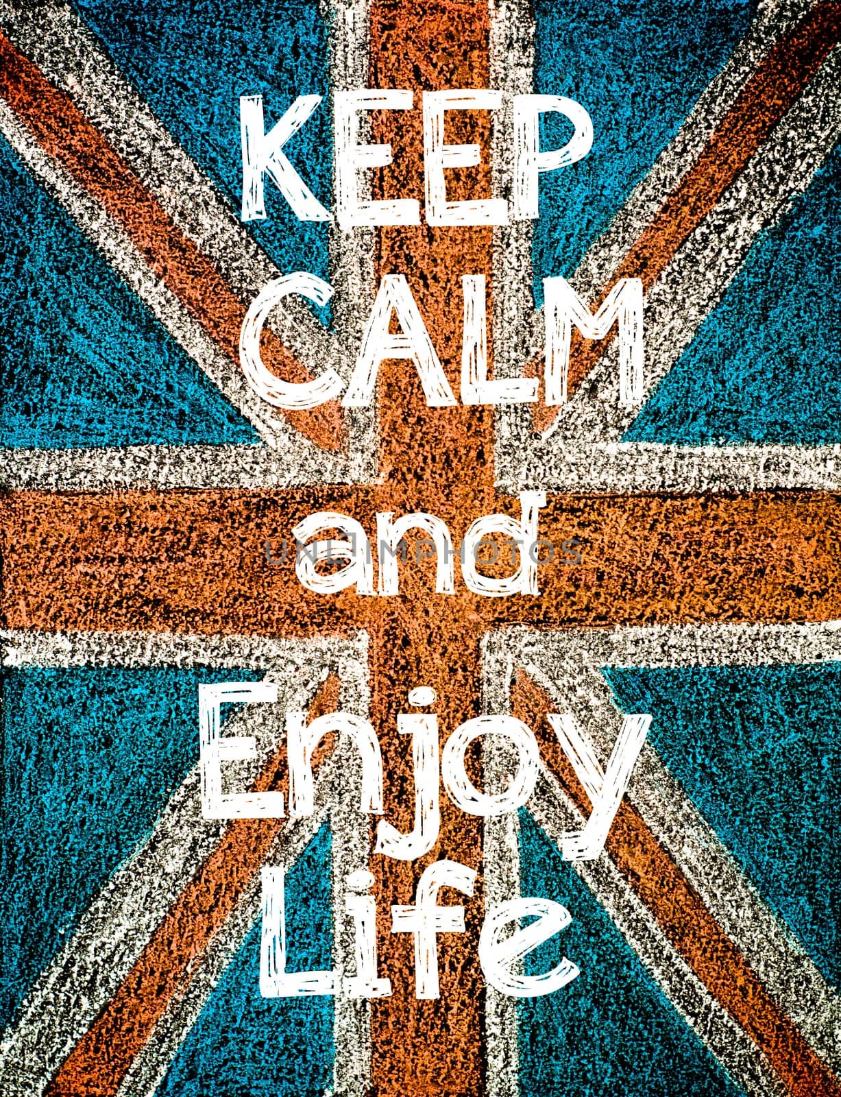 United Kingdom (British Union jack) flag, hand drawing with chalk on blackboard, vintage concept