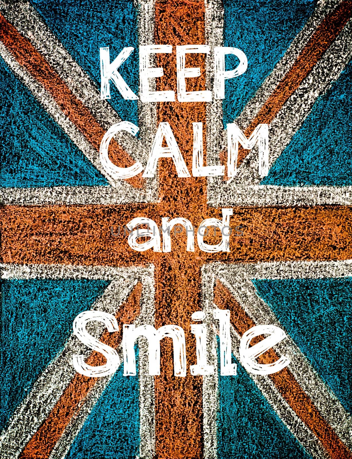 United Kingdom (British Union jack) flag, hand drawing with chalk on blackboard, vintage concept