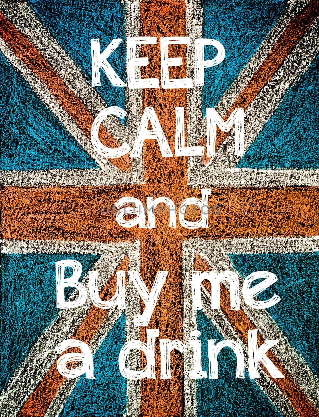 United Kingdom (British Union jack) flag, hand drawing with chalk on blackboard, vintage concept
