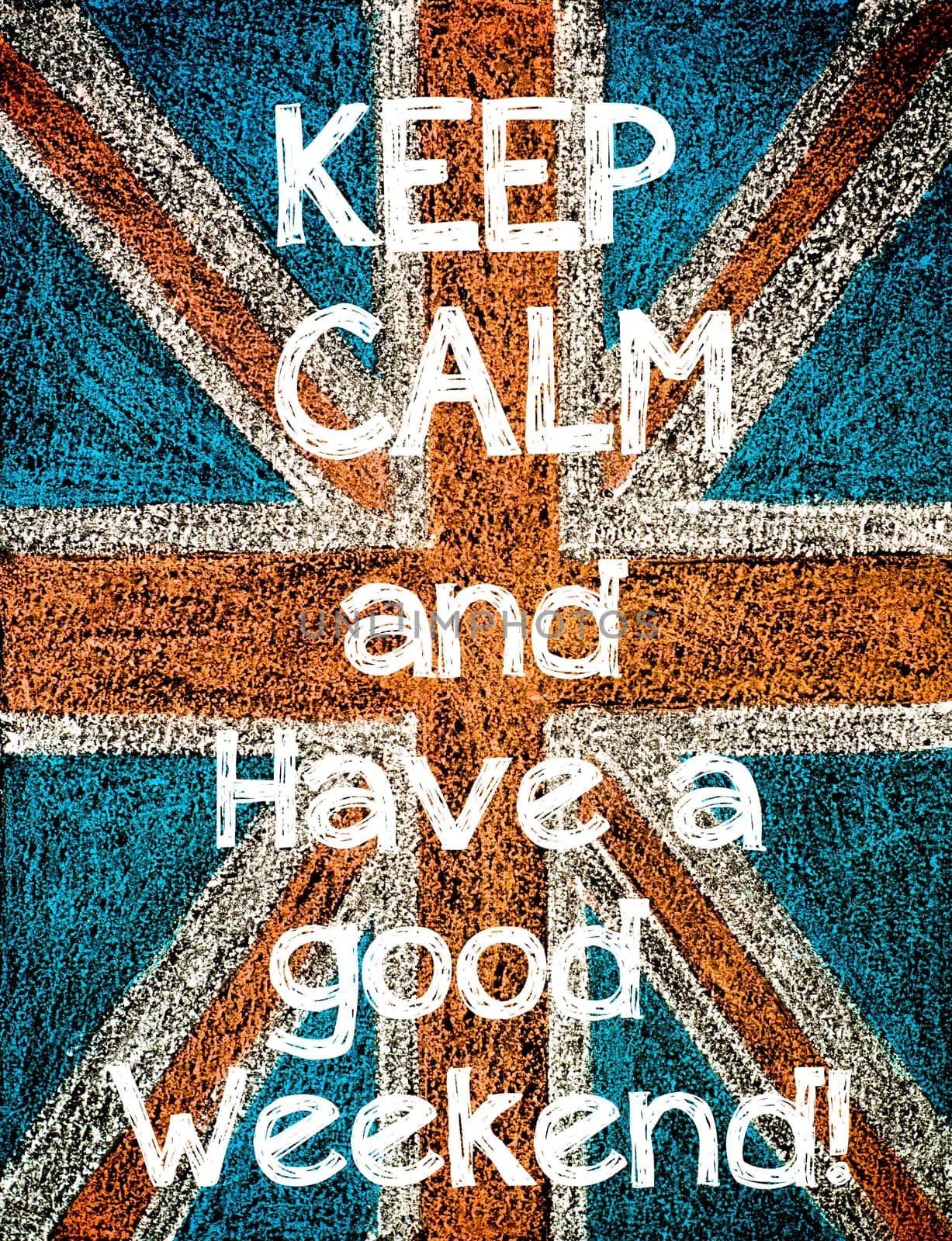 United Kingdom (British Union jack) flag, hand drawing with chalk on blackboard, vintage concept
