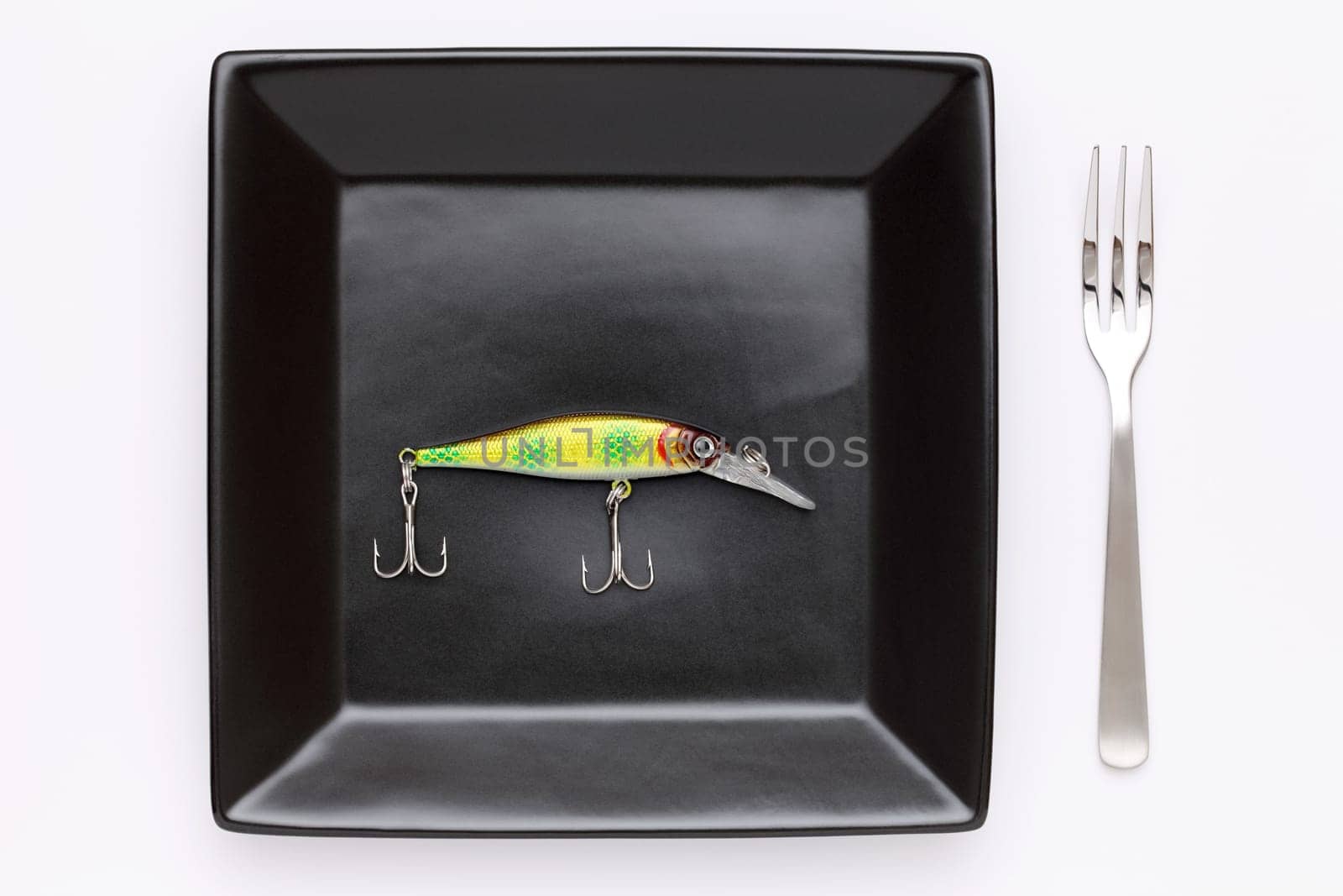 plastic fishing lure on plate