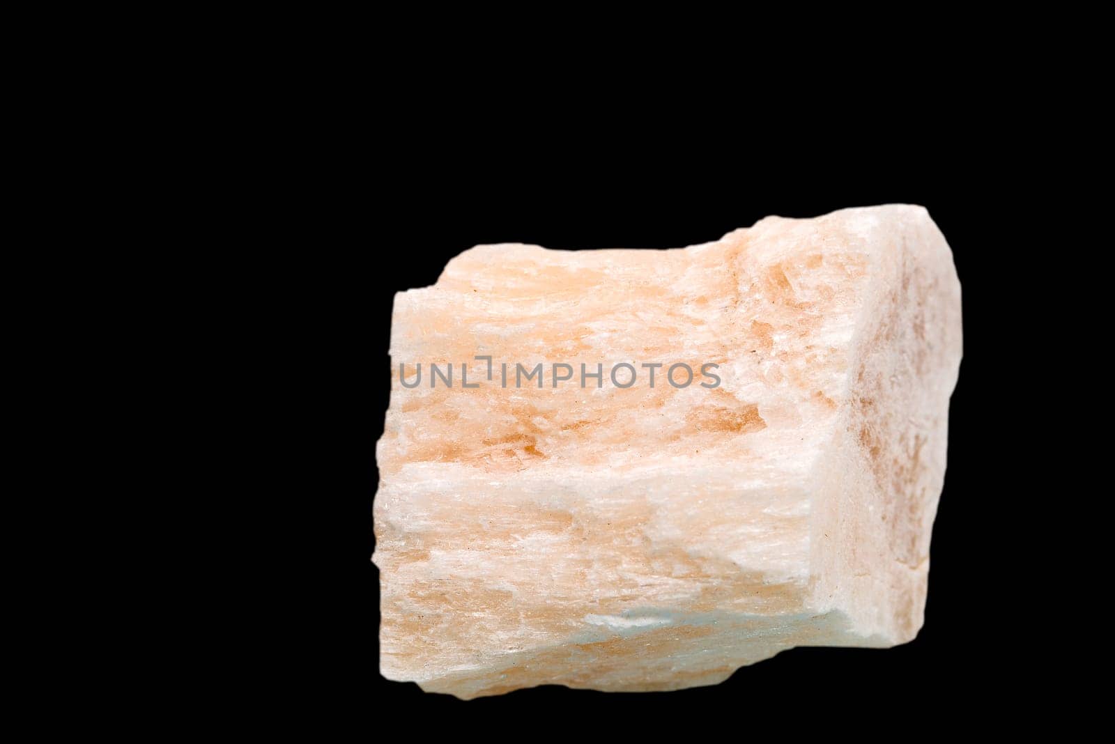 Gypsum closeup cut out on a black background