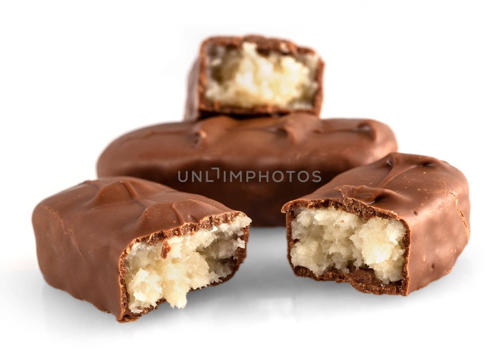 The chocolate bars on a white background.