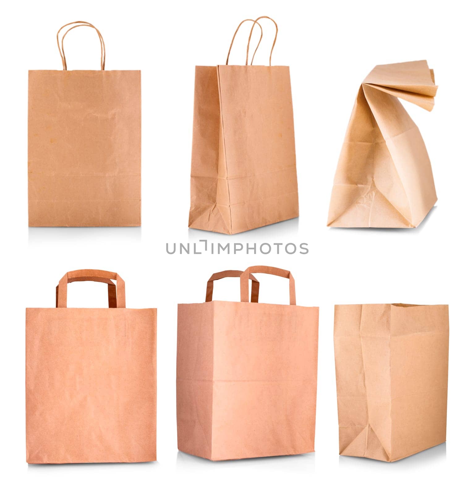 Paper shopping bag isolated on white background