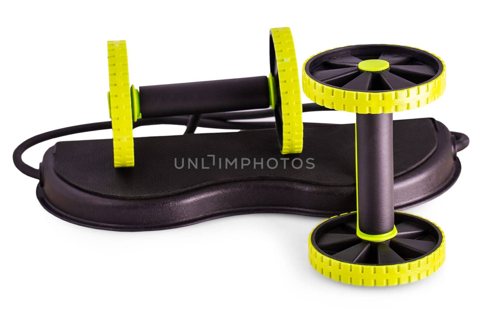 sports equipment for the press wheel on white background