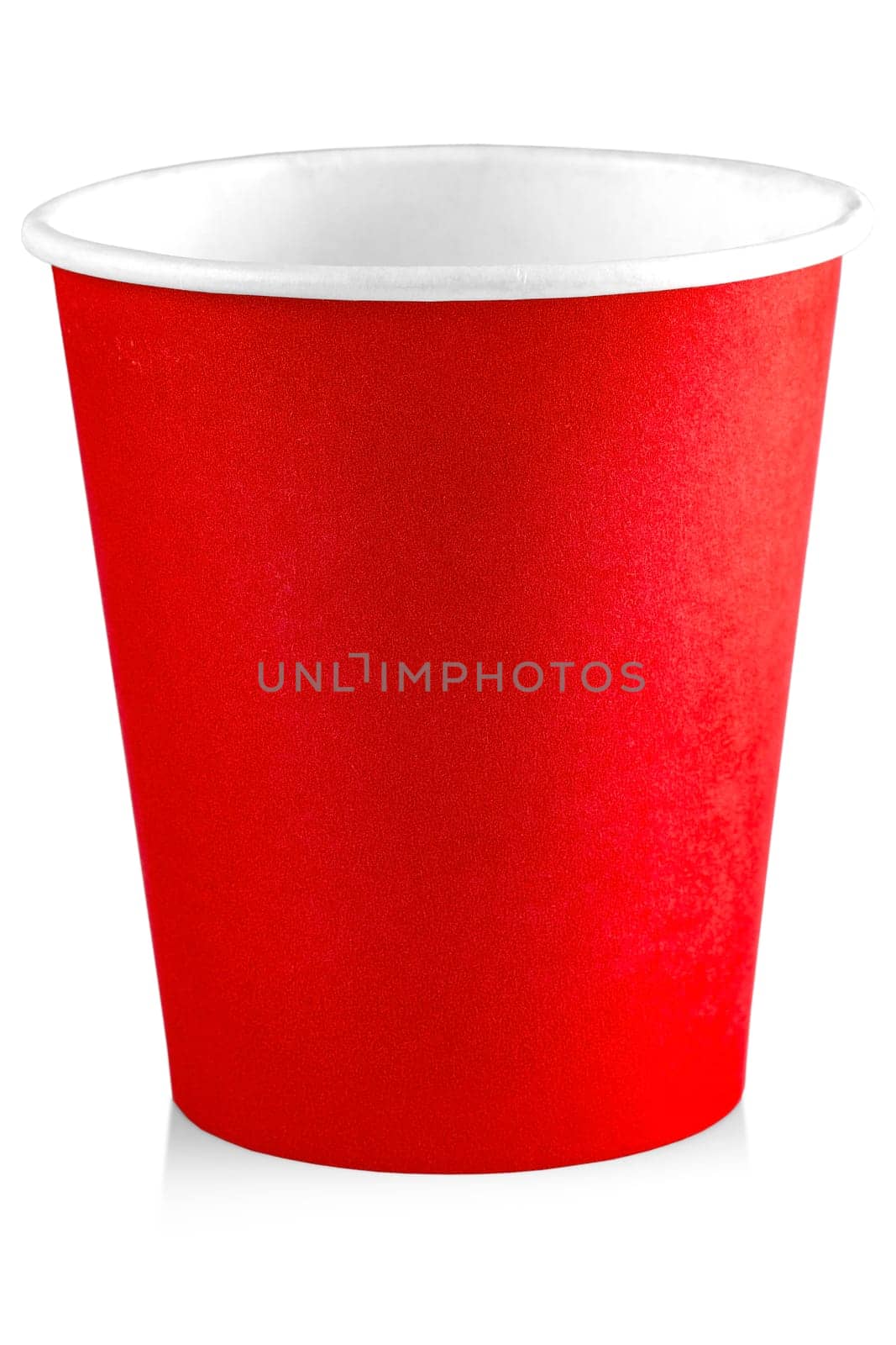 Red paper cup isolated on white background