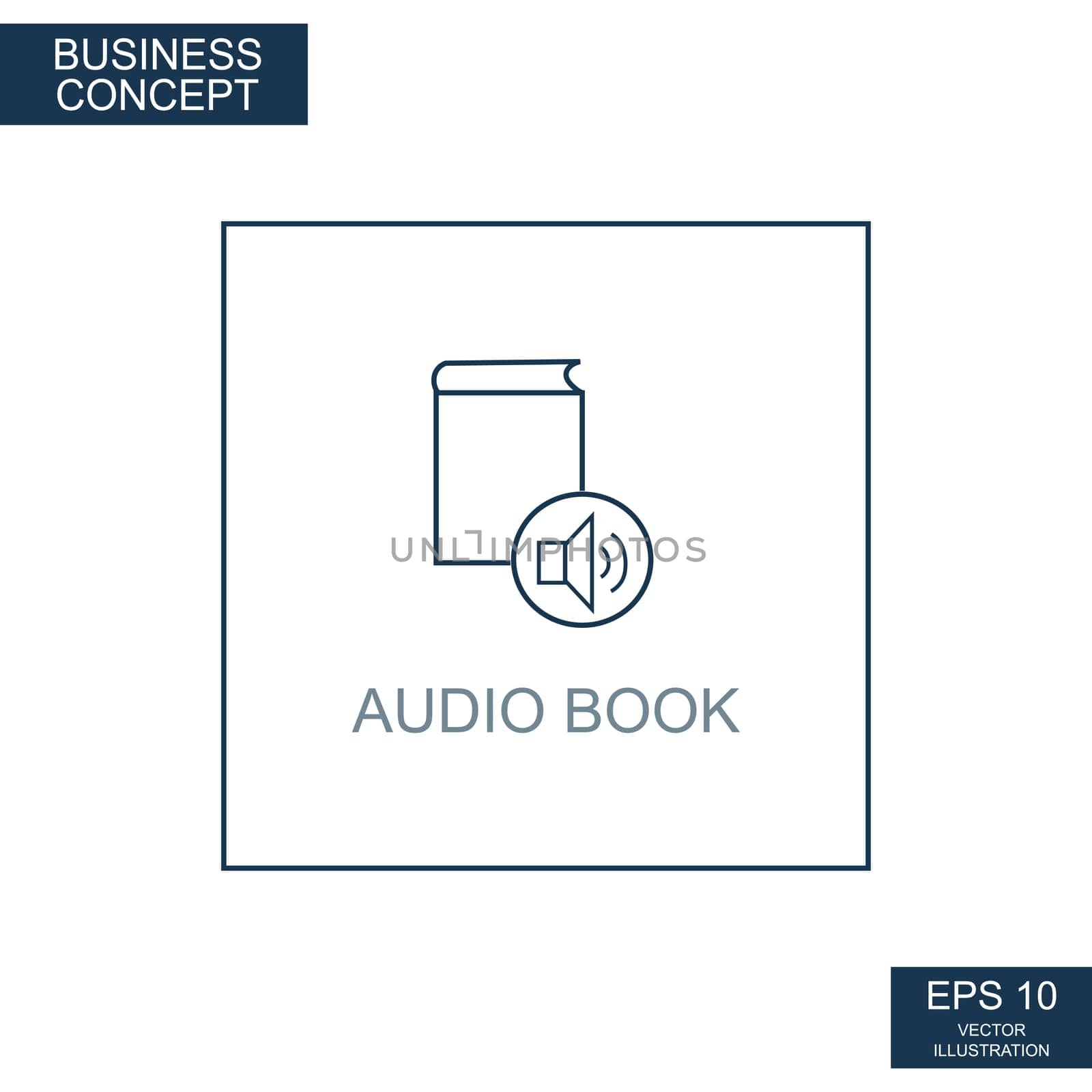 Business concept, web icon from thin lines. Audiobook support - Vector illustration