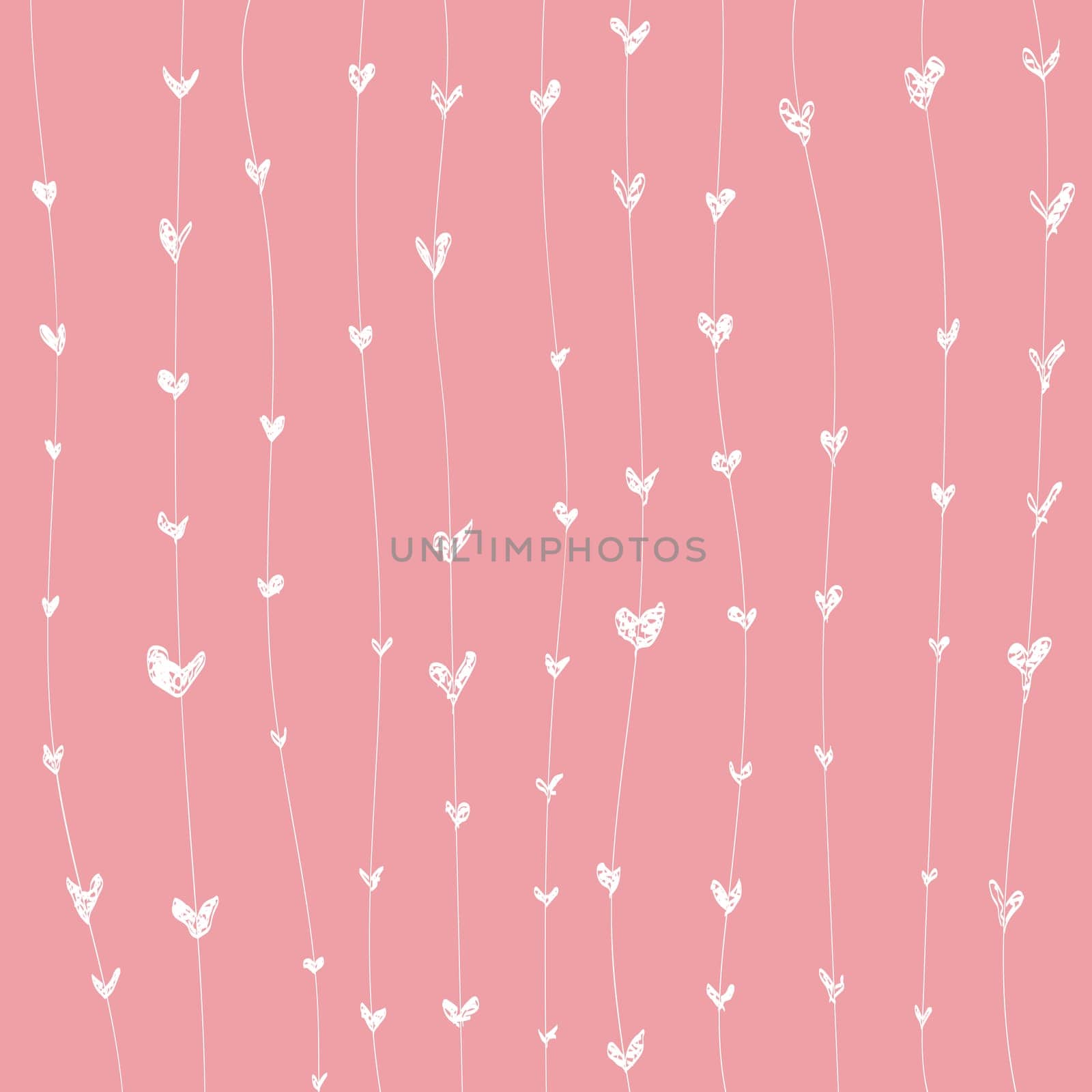 Abstract pink background with white painted hearts - Vector illustration