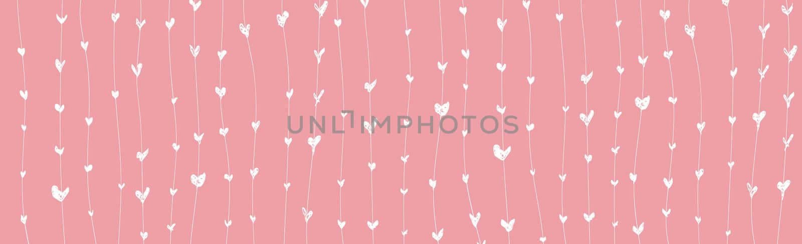 Abstract pink background with white painted hearts - Vector illustration