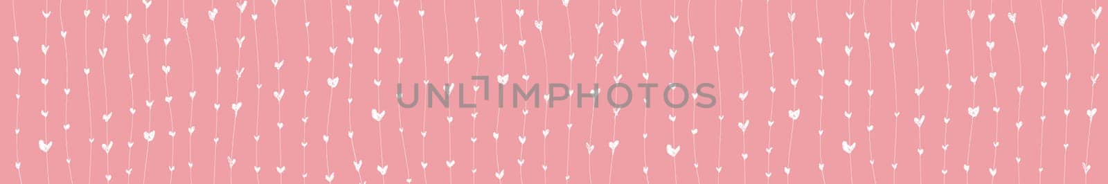 Abstract pink background with white painted hearts - Vector illustration