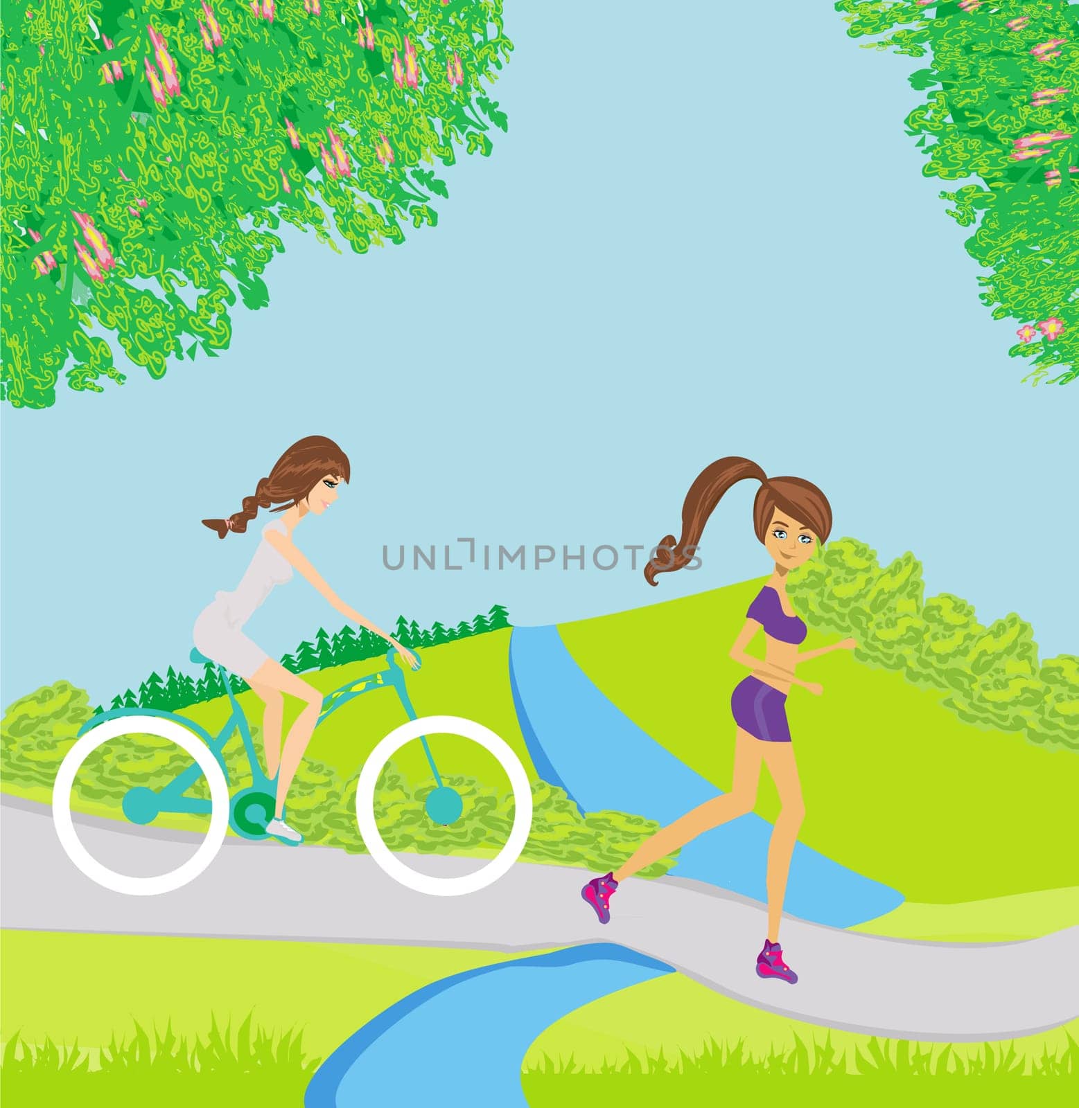exercises in the park on a sunny day