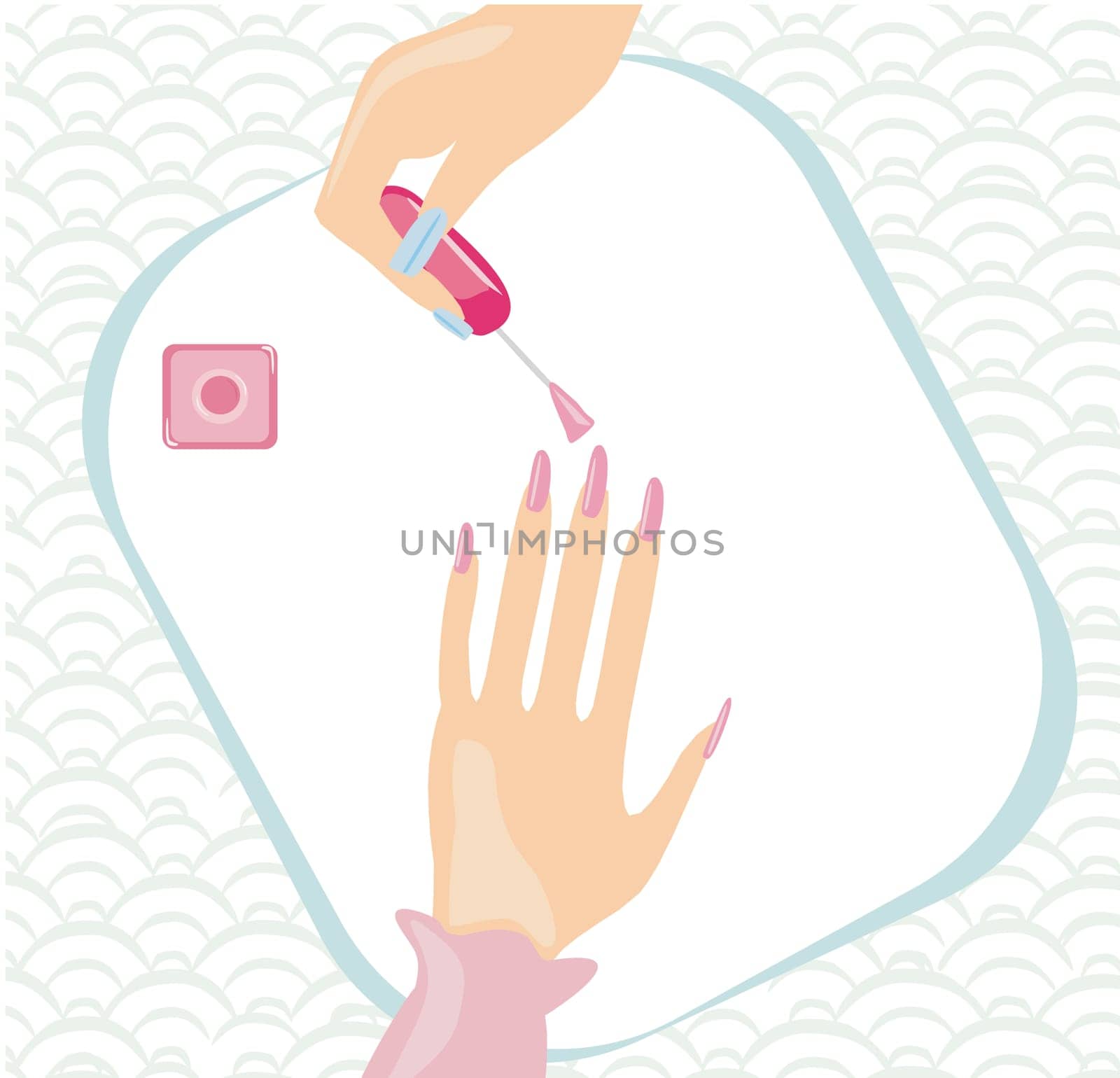 Woman is doing manicure - card