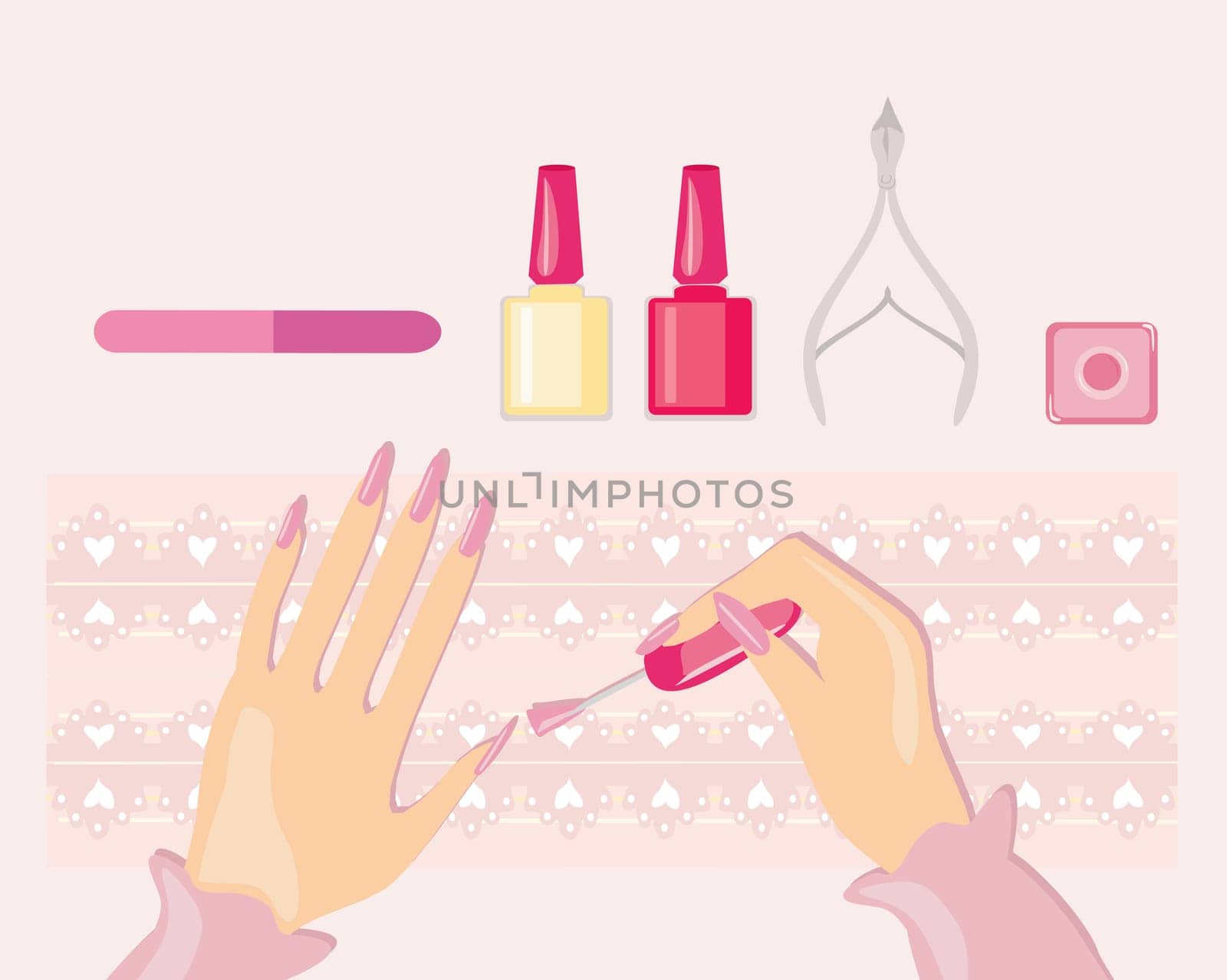 Woman is doing manicure - card