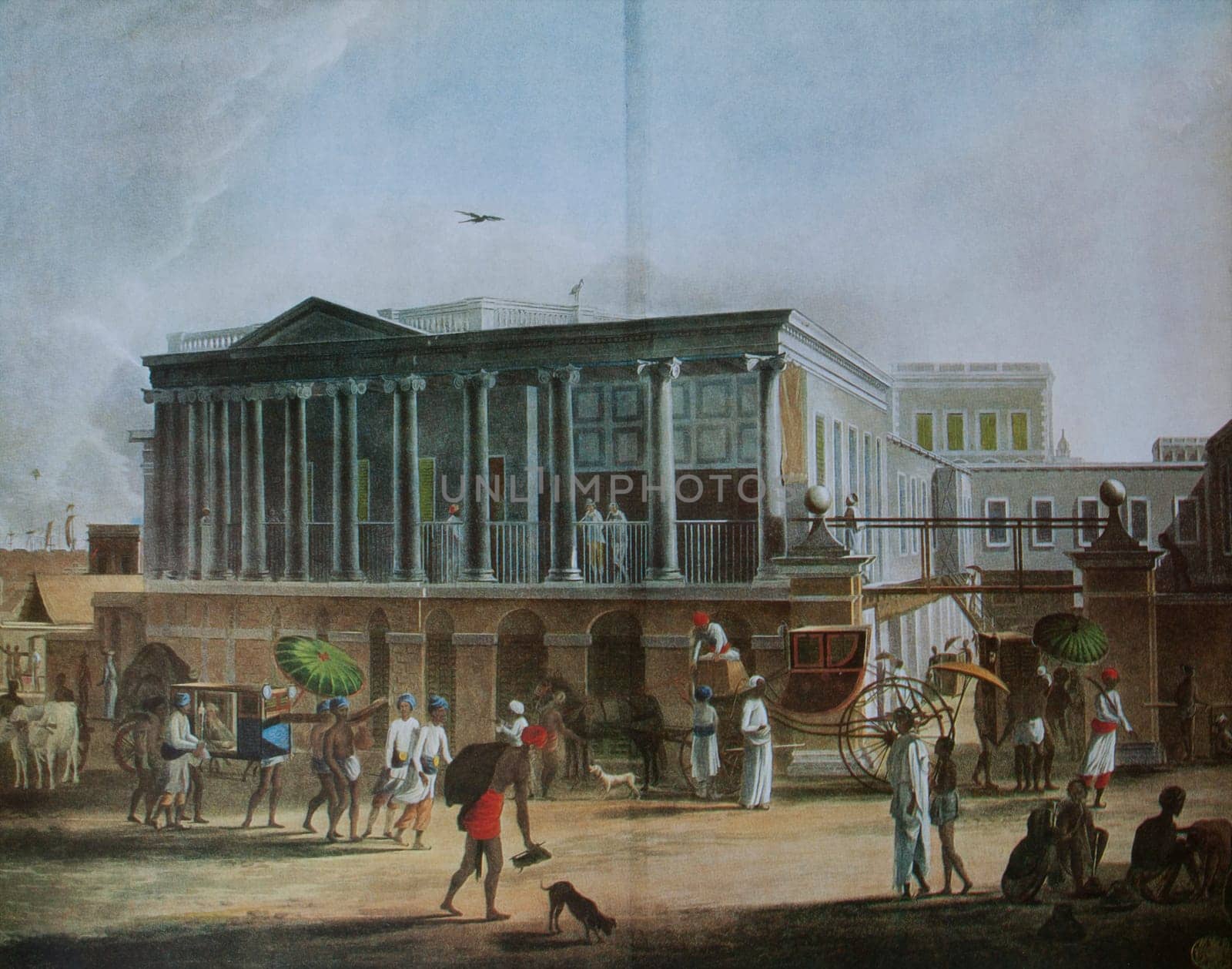 East India Company in Calcutta. Manufactury and Bazaar. Painted in 1795, Unknown artist