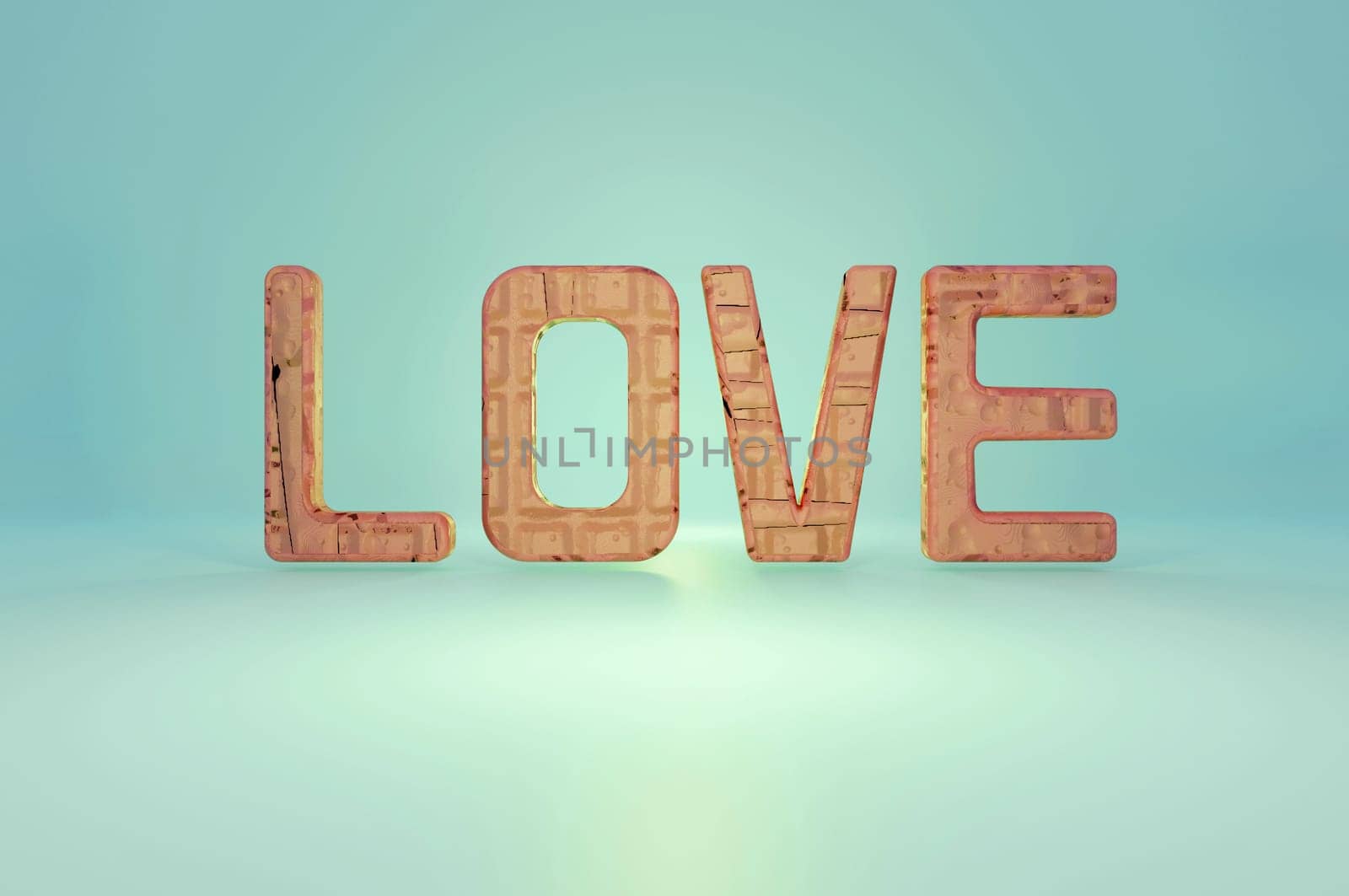 3D image , Love composition on blue background . Concept: A declaration of love on Valentine's Day.