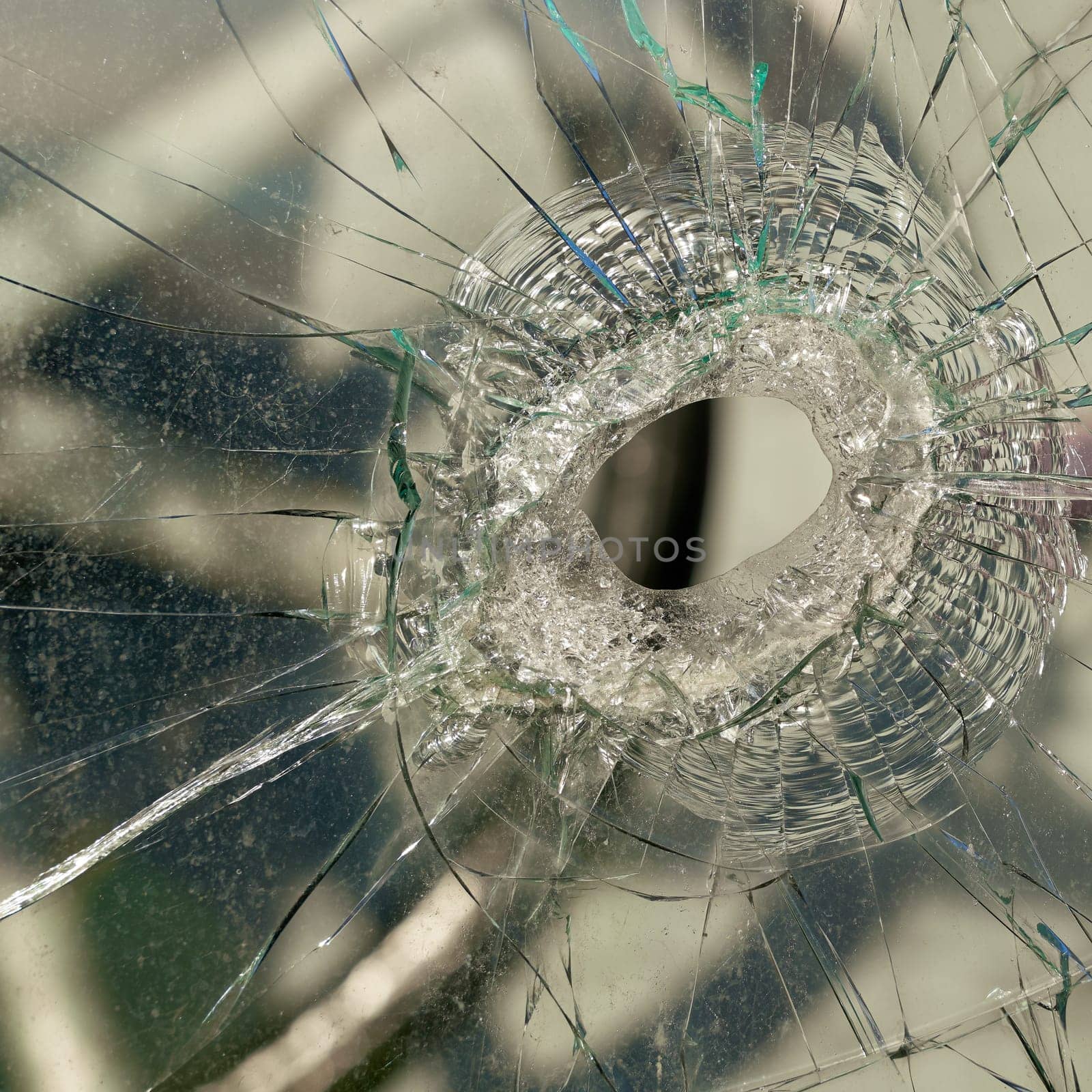 destroyed window of a historical railroad wagon in the port of Magdeburg in Germany