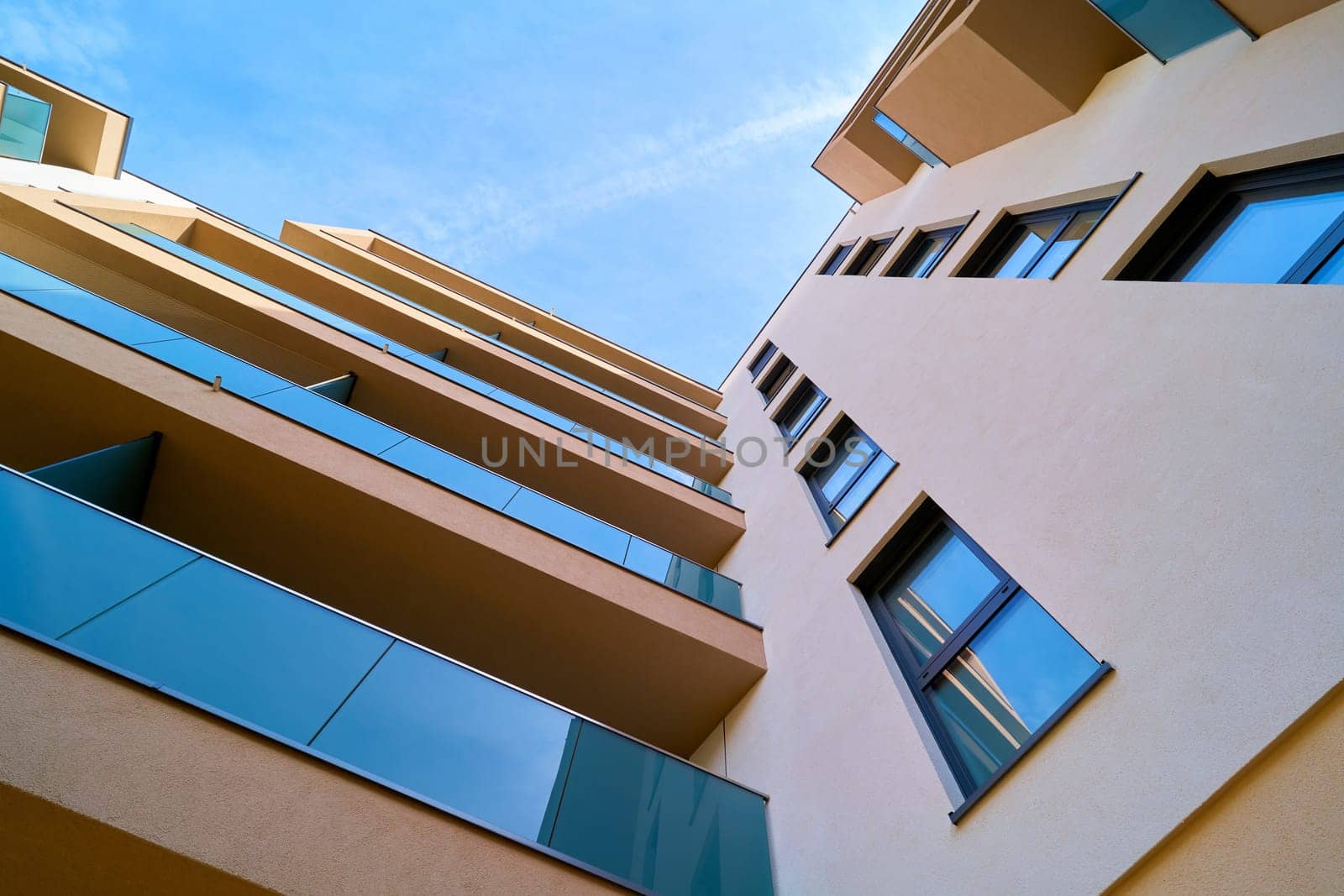 Facades of newly built residential buildings in the city center of Magdeburg in Germany