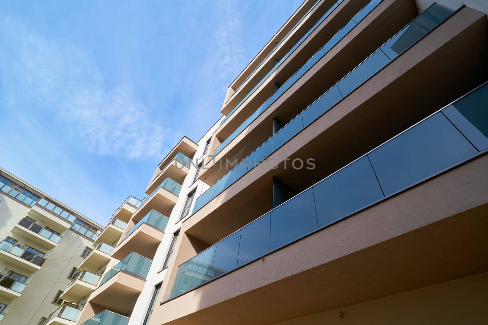 Facades of newly built residential buildings in the city center of Magdeburg in Germany