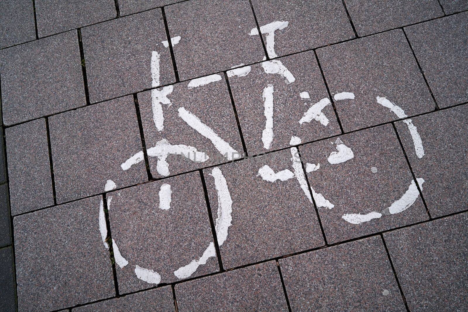 Marking for a bicycle path in the city center of Magdeburg in Germany