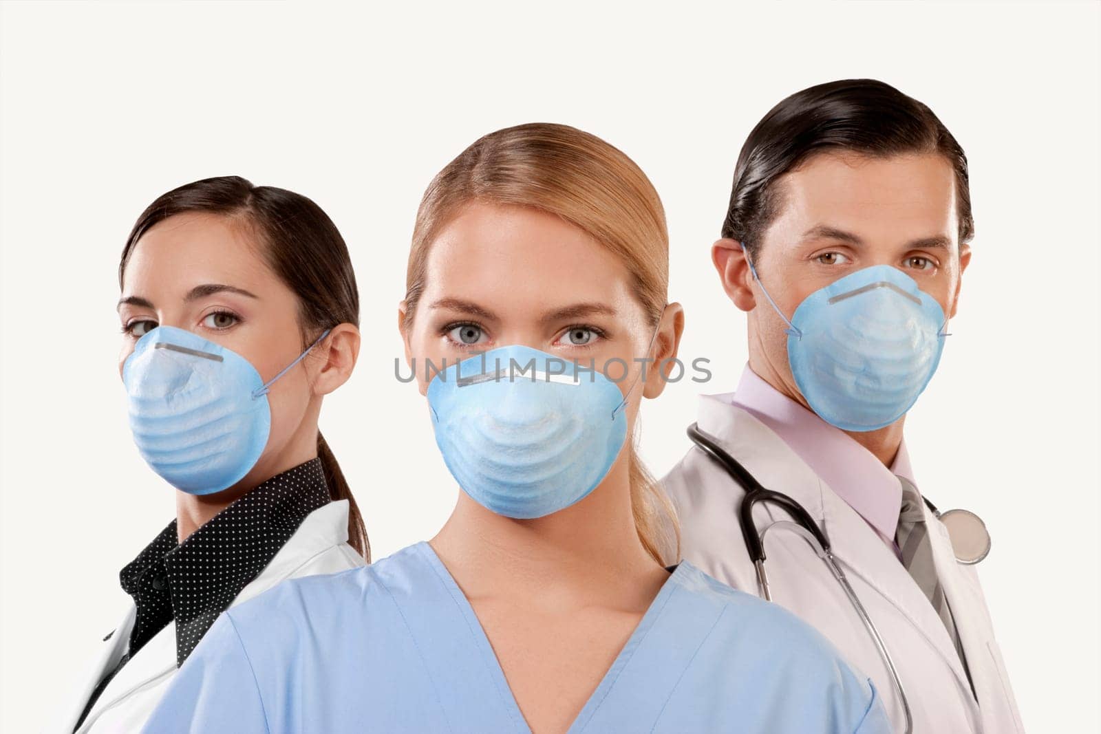 Portrait of doctors wearing flu masks