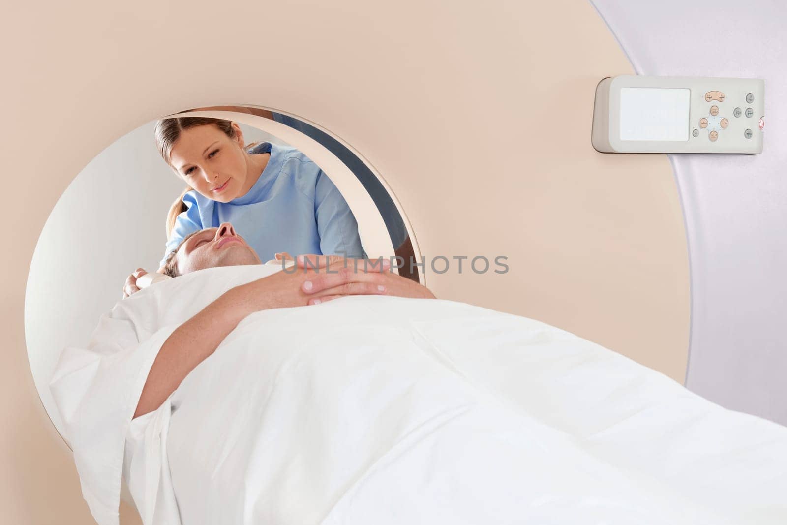 Patient going through an MRI scan