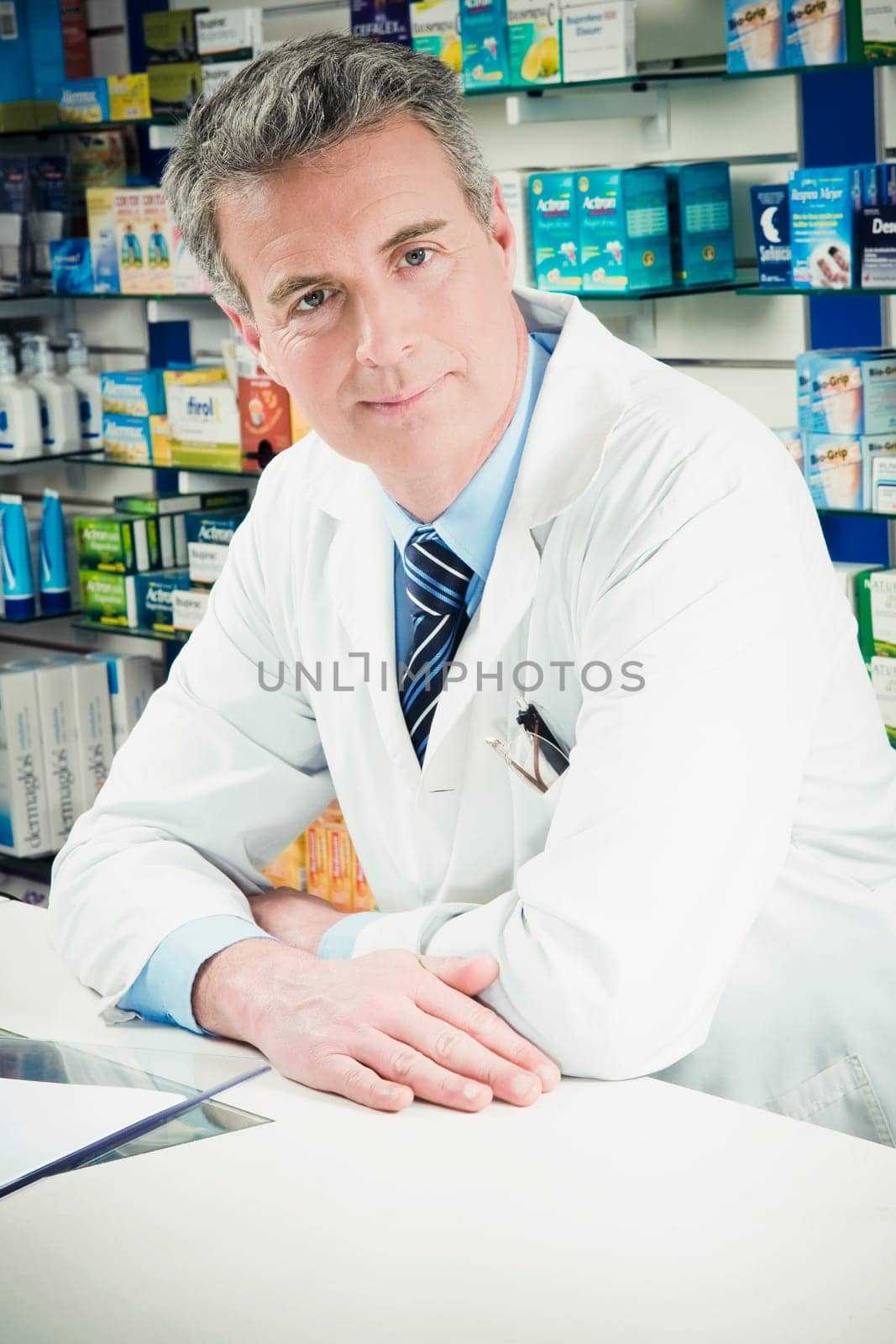 Portrait of a pharmacist in a pharmacy