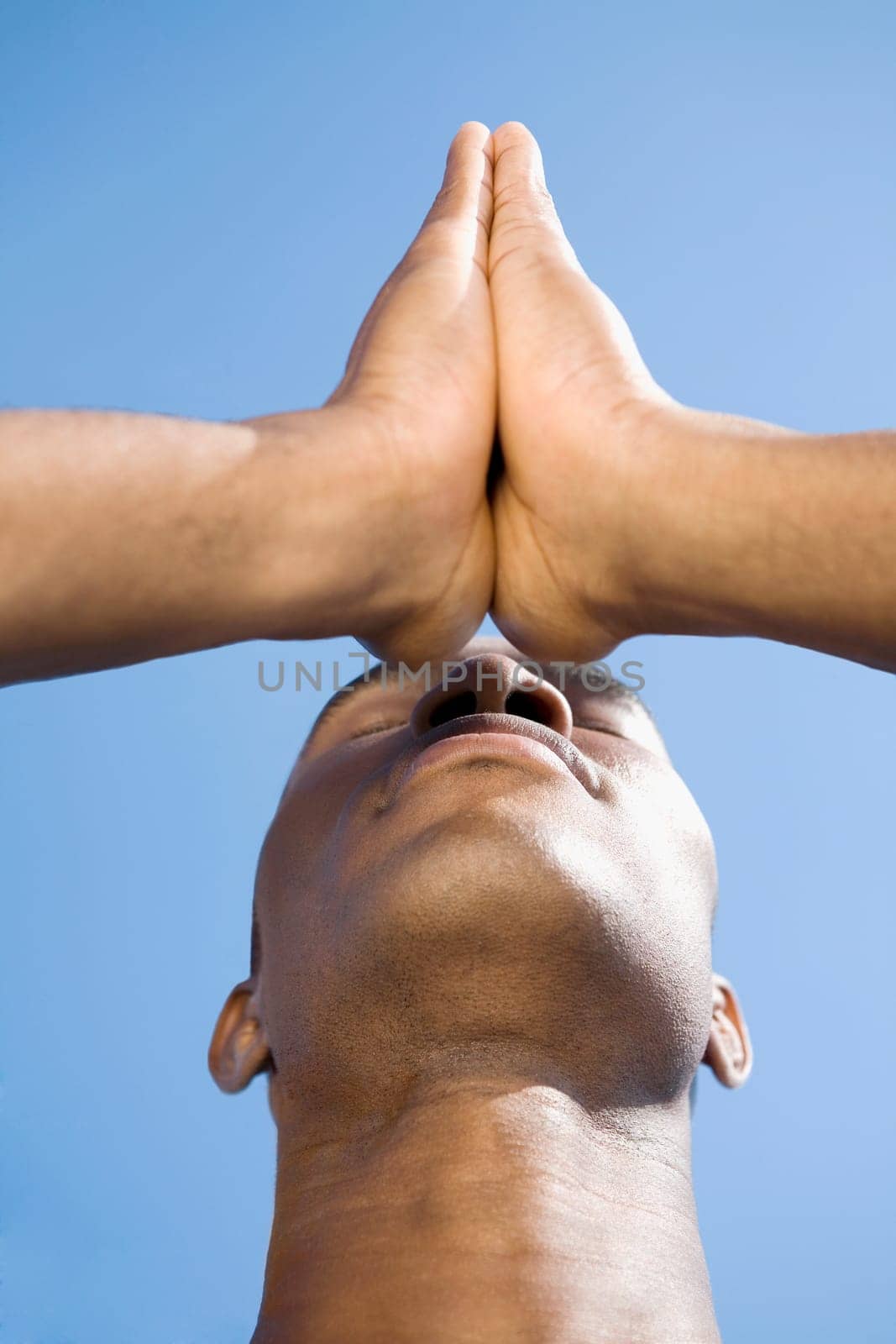 Close_up of a man meditating