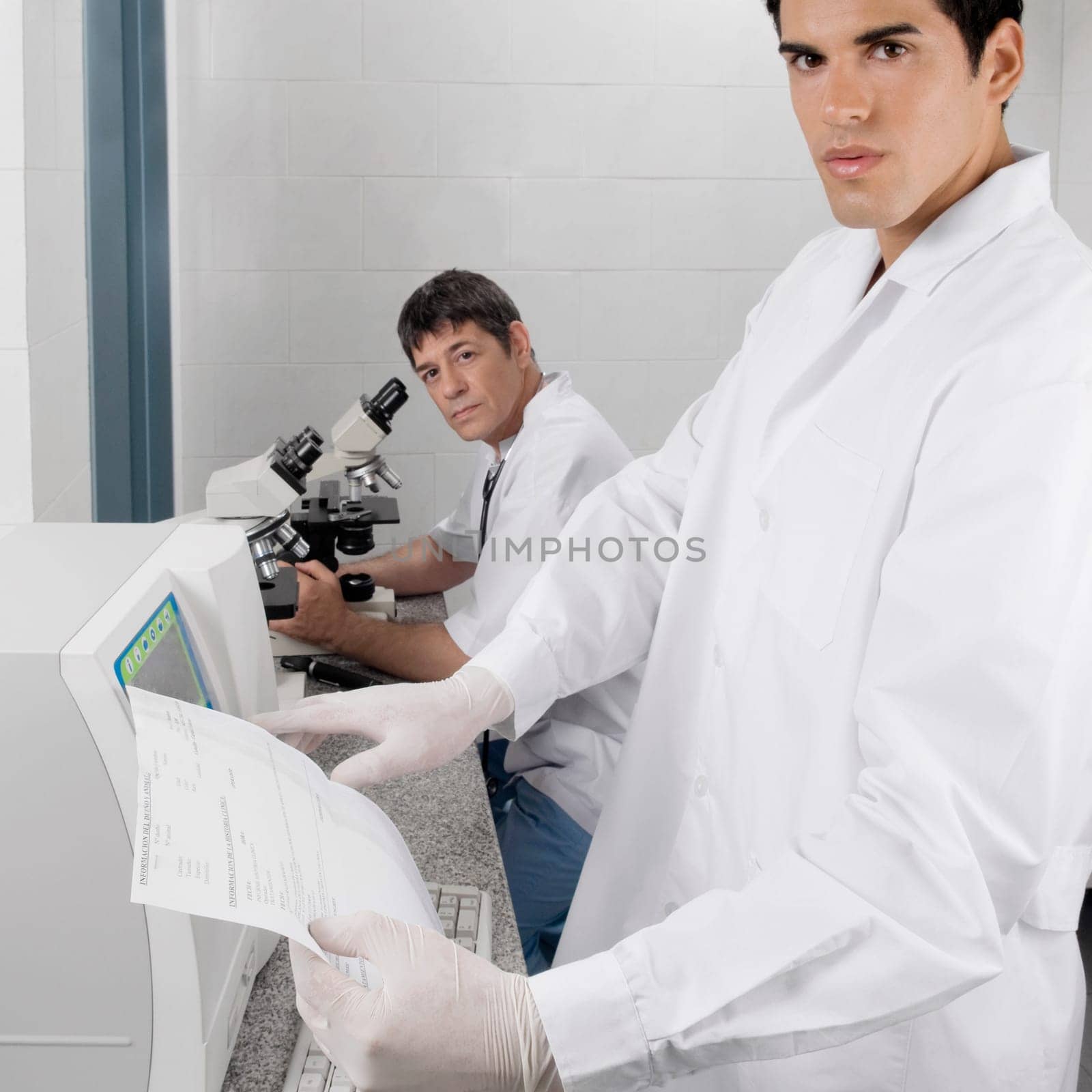 Two researchers working in a laboratory