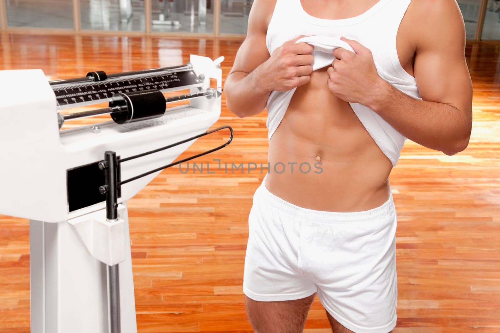 Mid section view of a man showing his waist