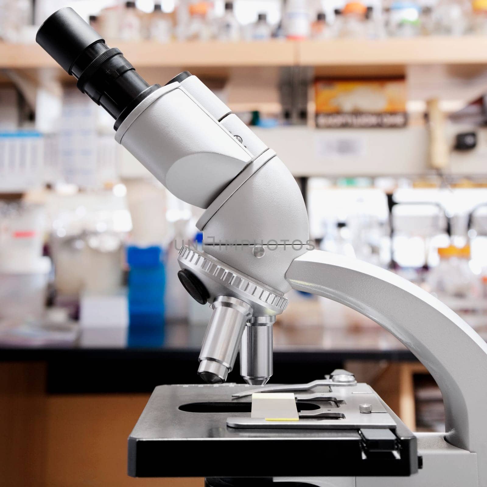Close_up of a microscope in a laboratory