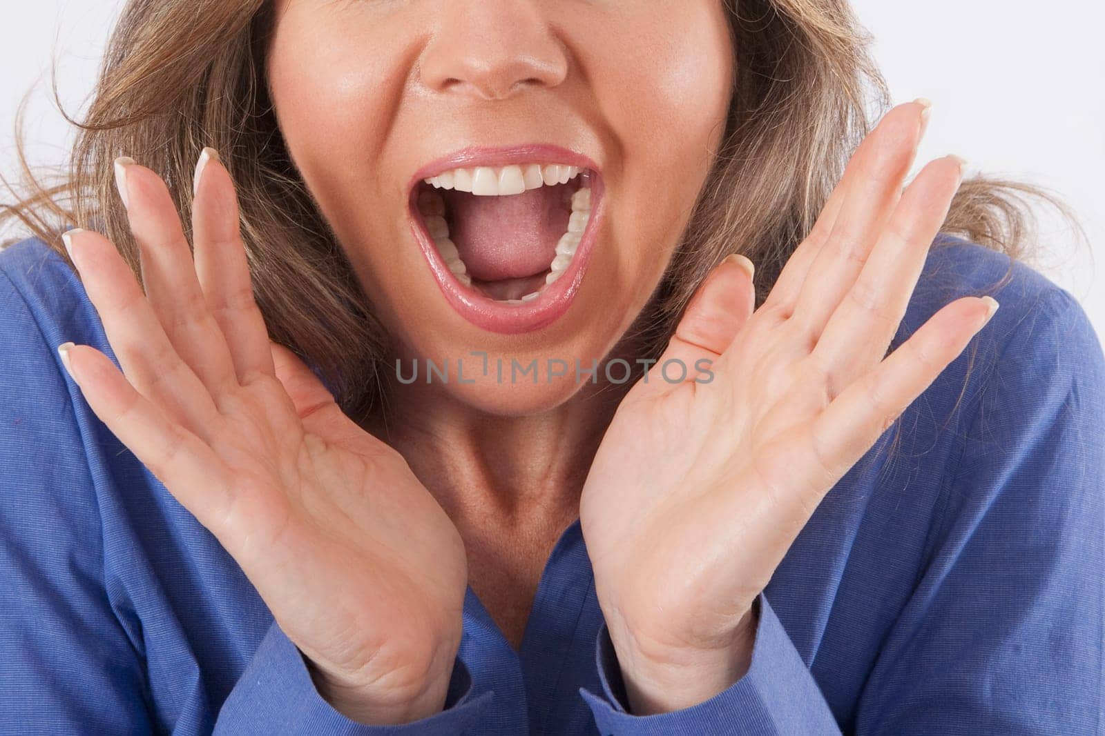 Close_up of a woman shouting