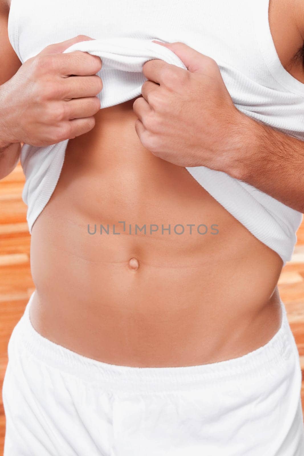 Mid section view of a man showing his waist