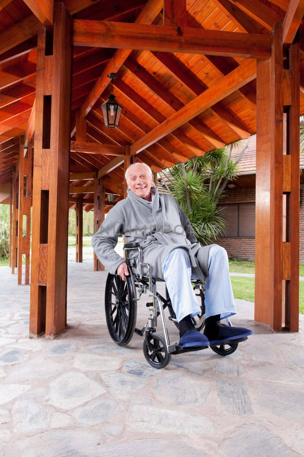 Disabled man sitting in a wheelchair