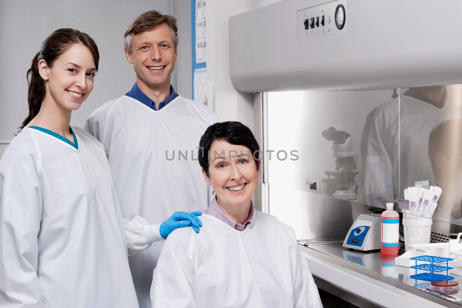 Portrait of three doctors in a laboratory