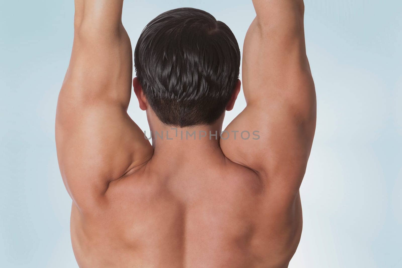 Rear view of a man exercising