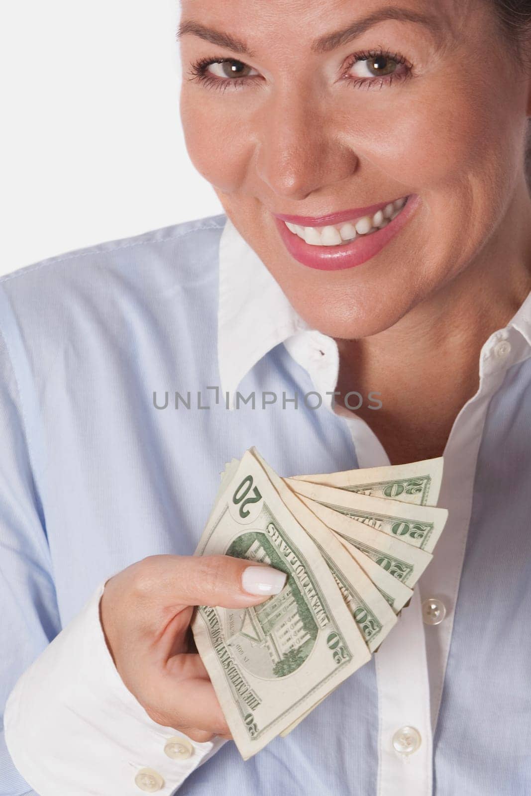 Woman holding currency notes