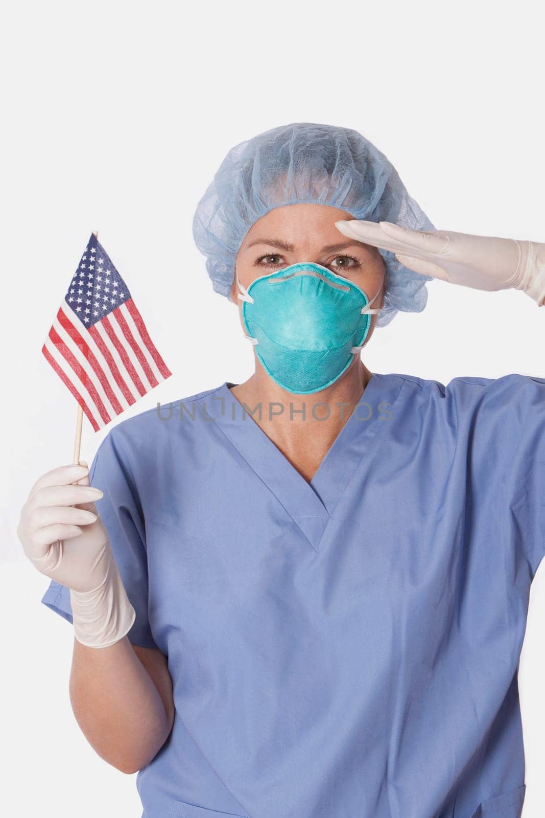 Female surgeon saluting