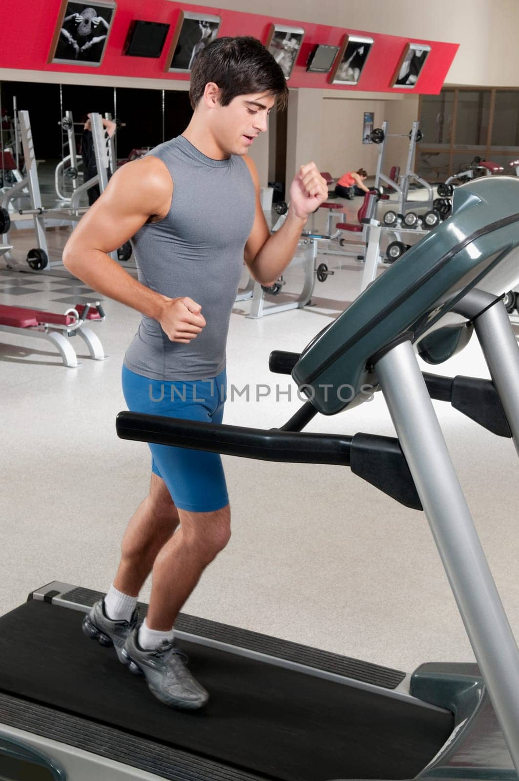 Man running on a treadmill