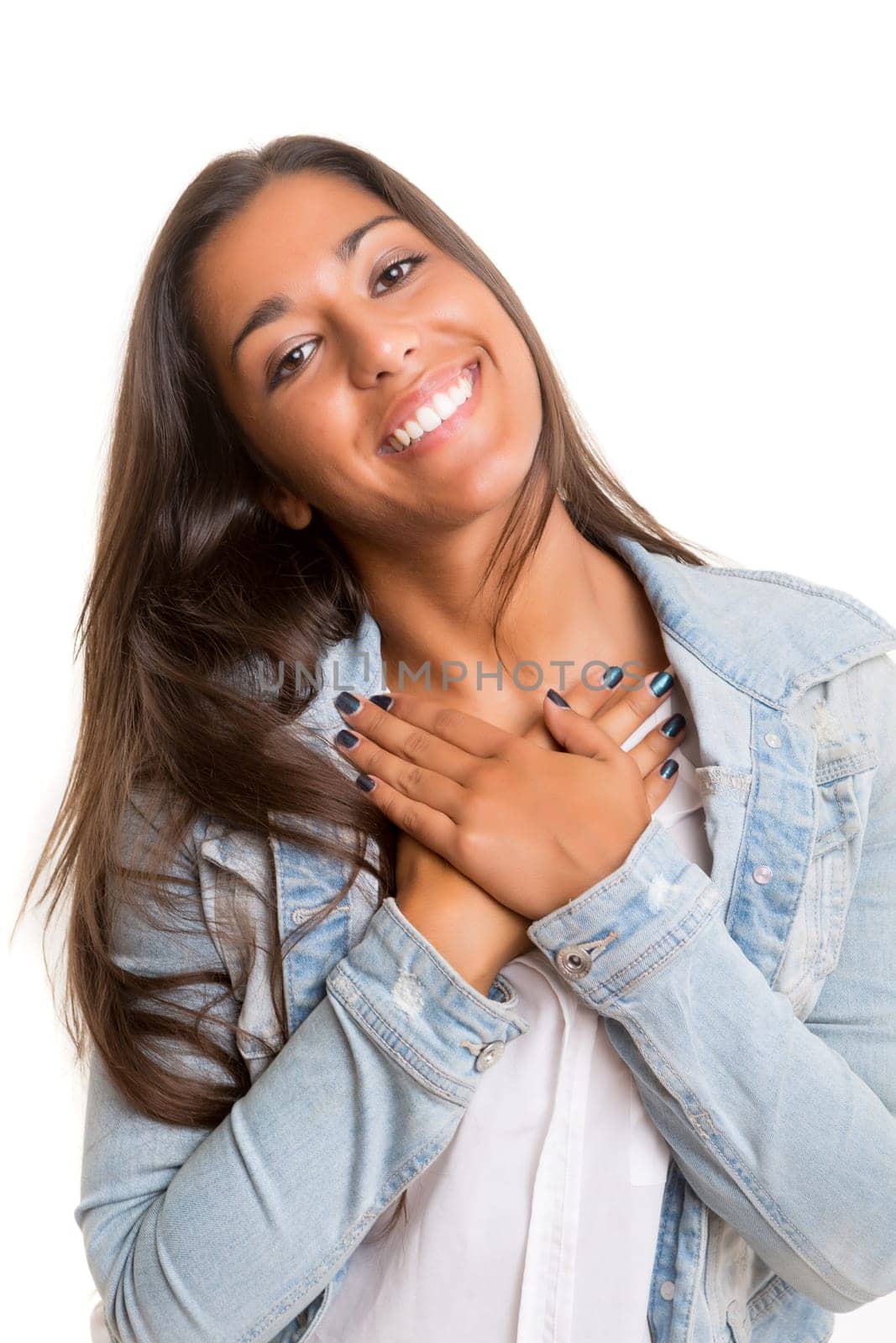 A beautiful young woman posing isolated