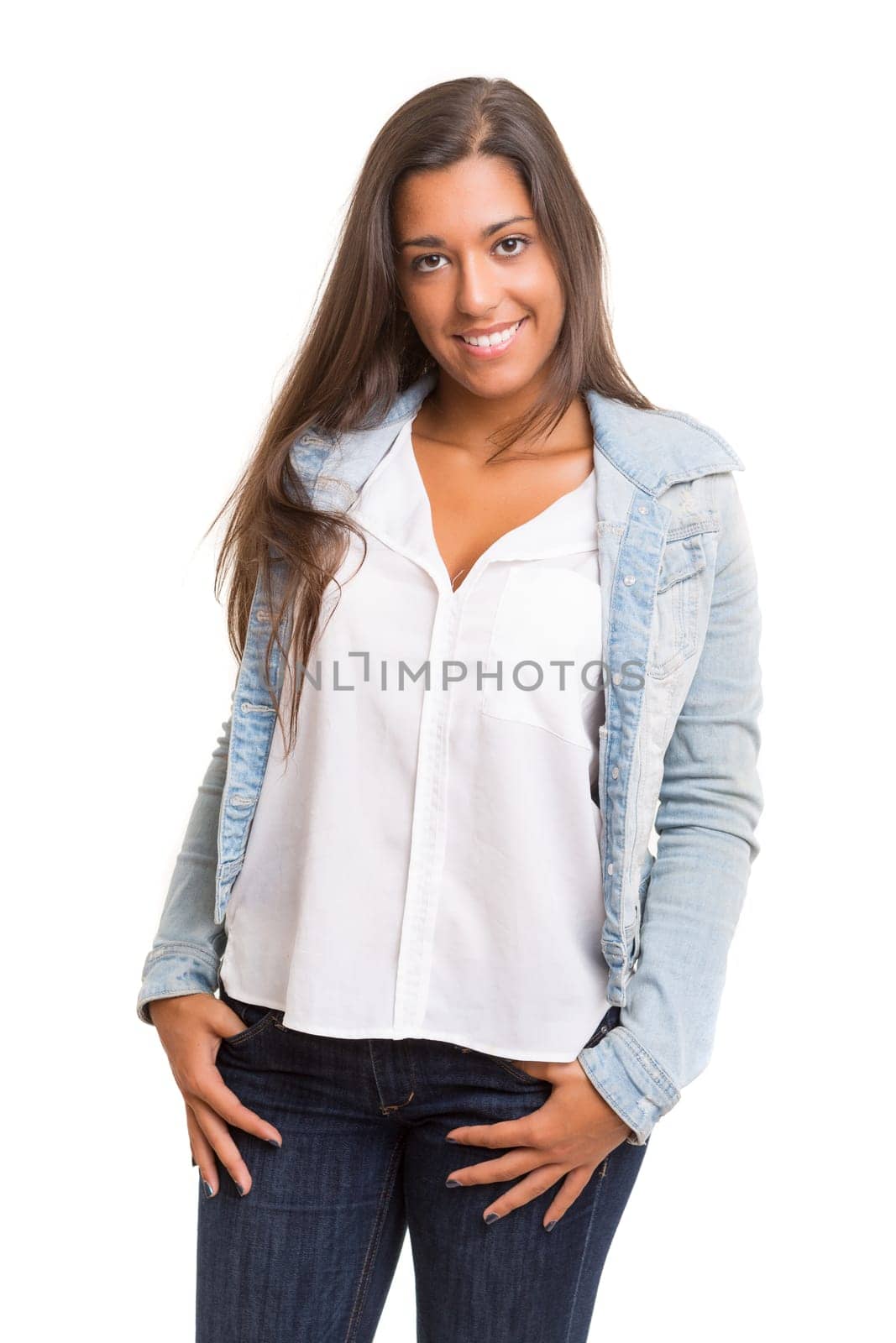 A beautiful young woman posing isolated
