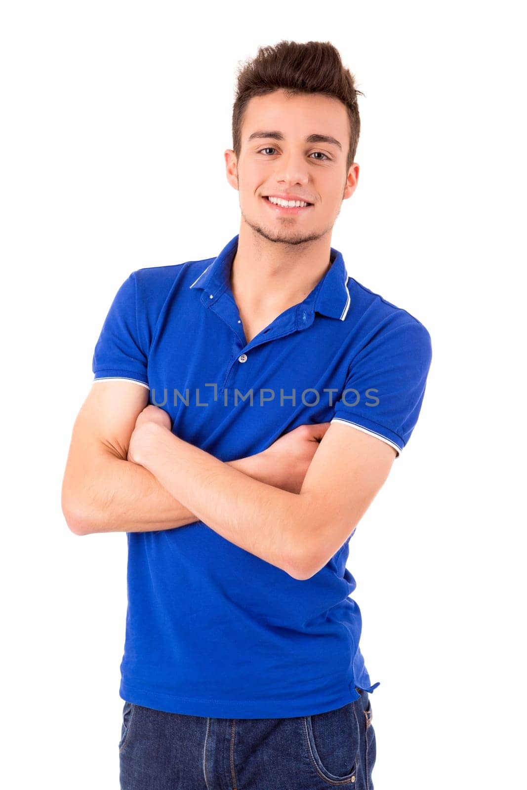 Studio picture of a young and handsome man posing isolated