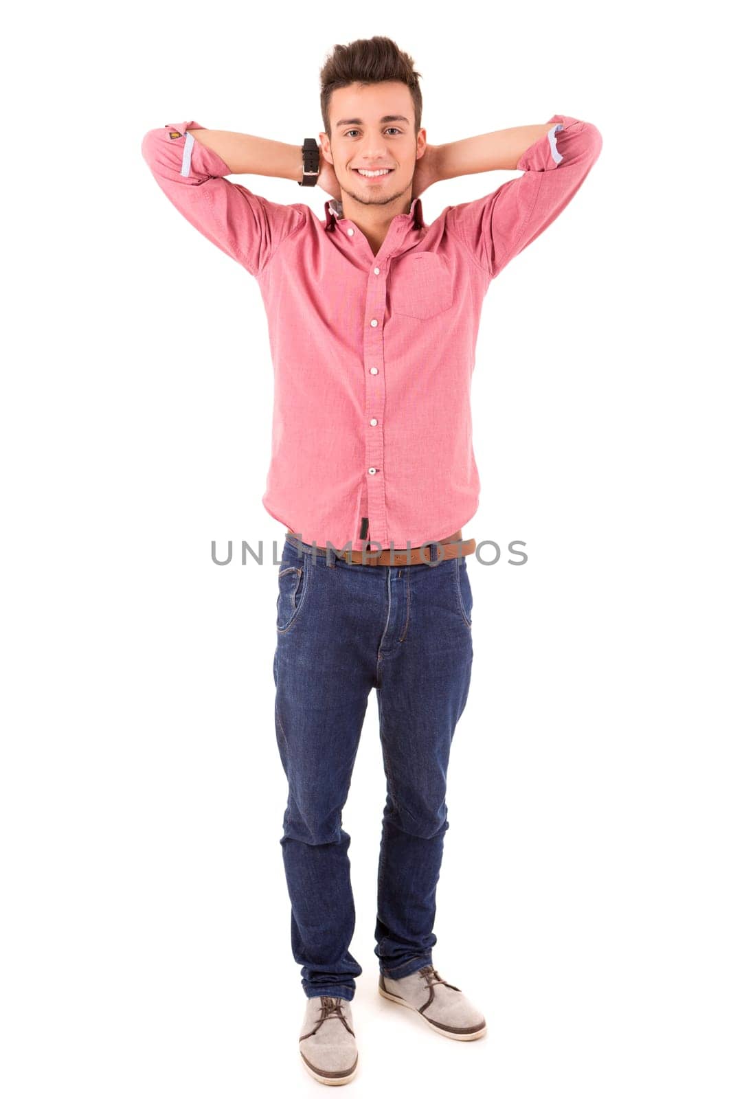 Studio picture of a young and handsome man posing isolated