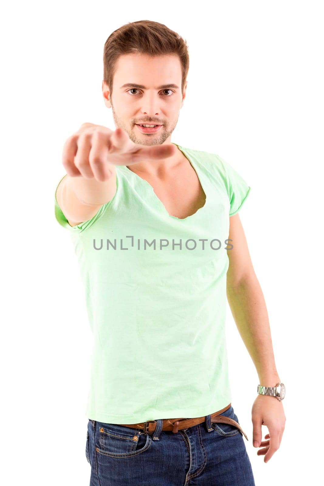 Studio picture of a young and handsome man posing isolated
