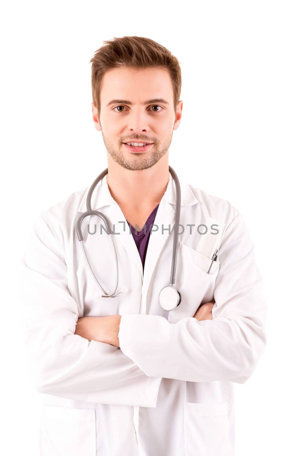 Young and successful medic posing