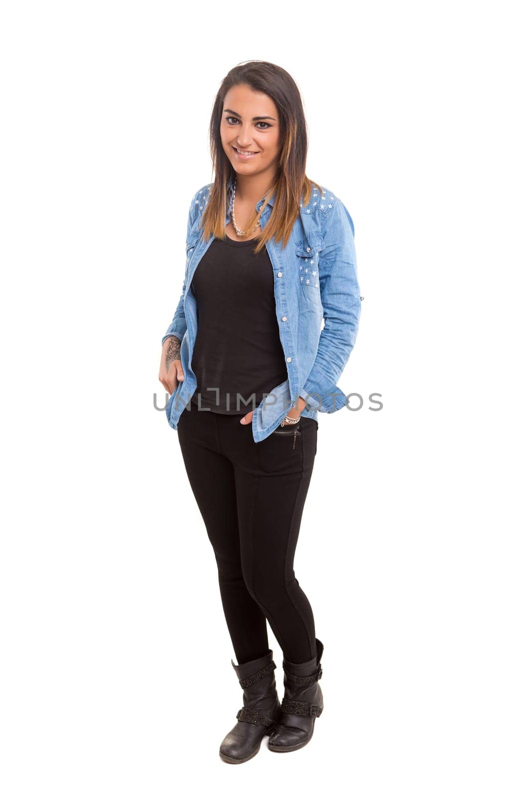 Studio shot of a beautiful young casual woman