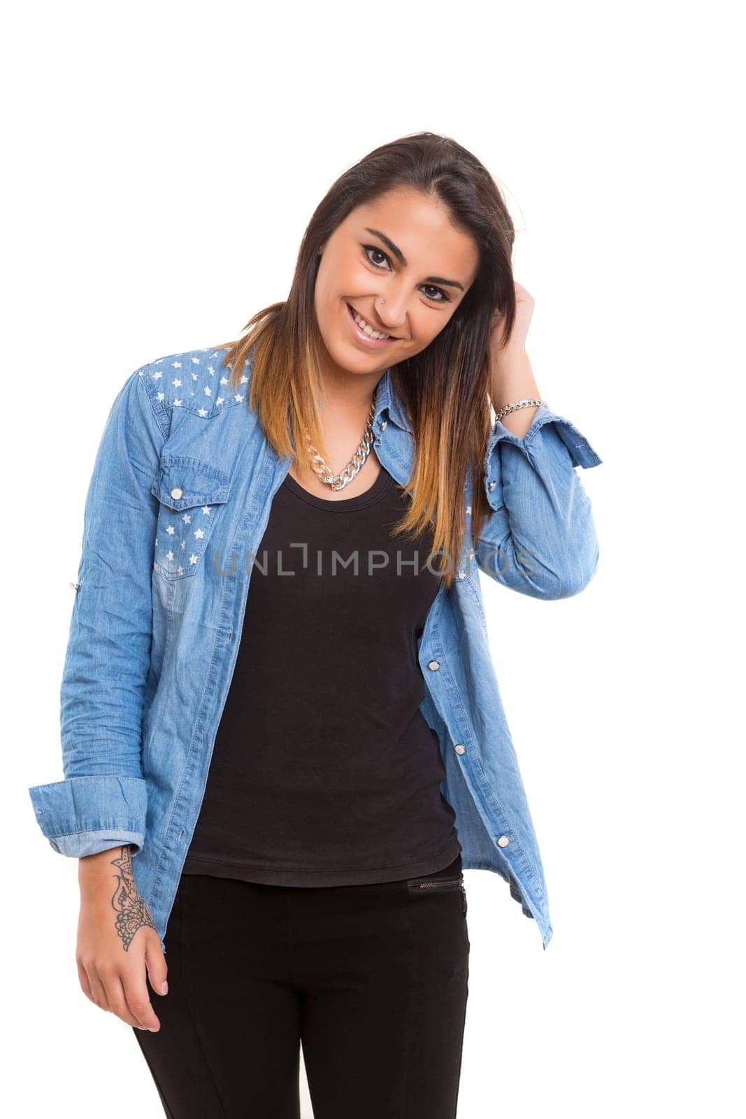 Studio shot of a beautiful young casual woman
