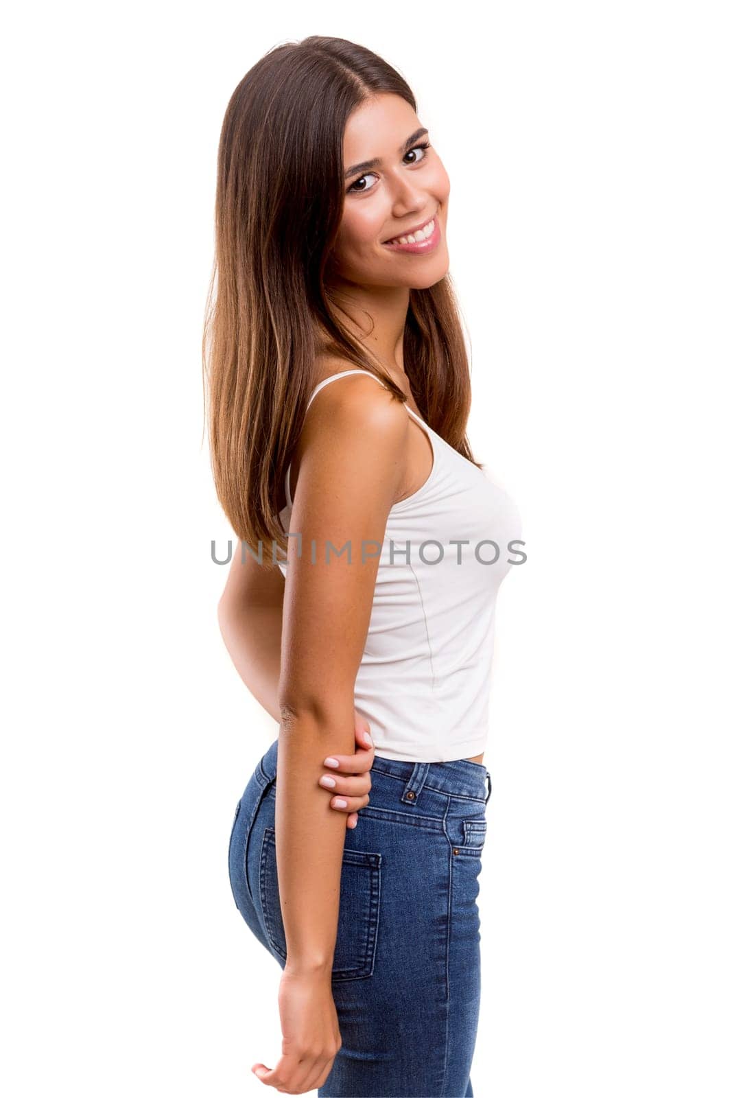 Studio shot of a beautiful young casual woman