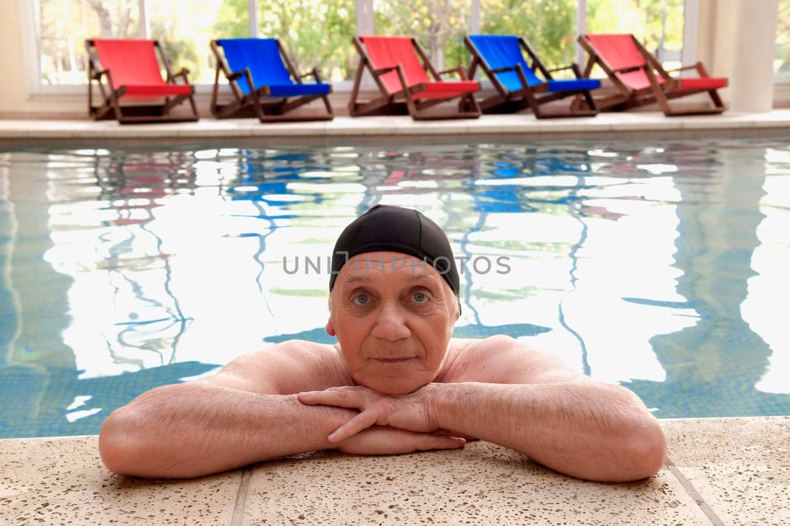 Portrait of a man in a swimming pool