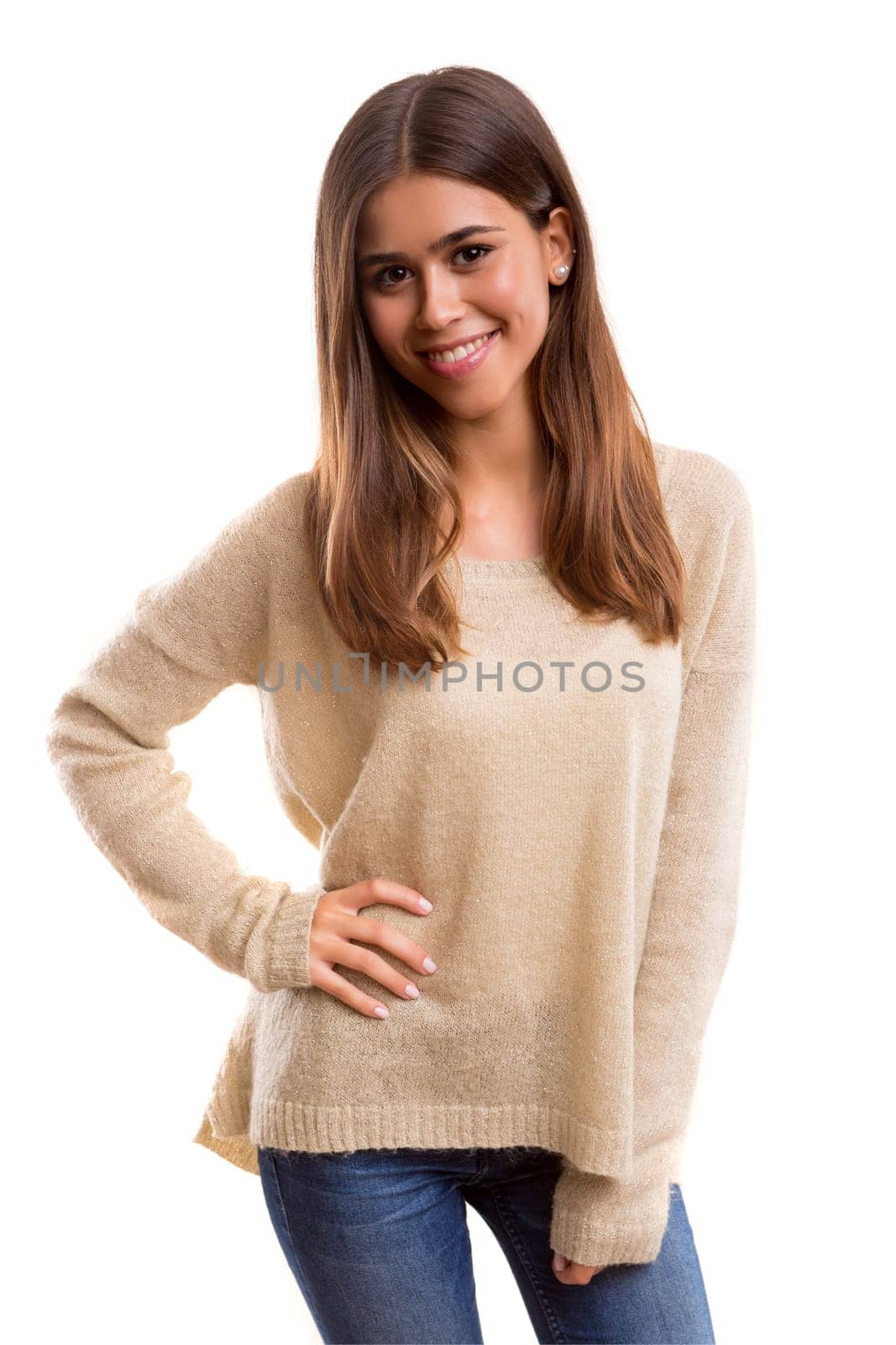 Studio shot of a beautiful young casual woman
